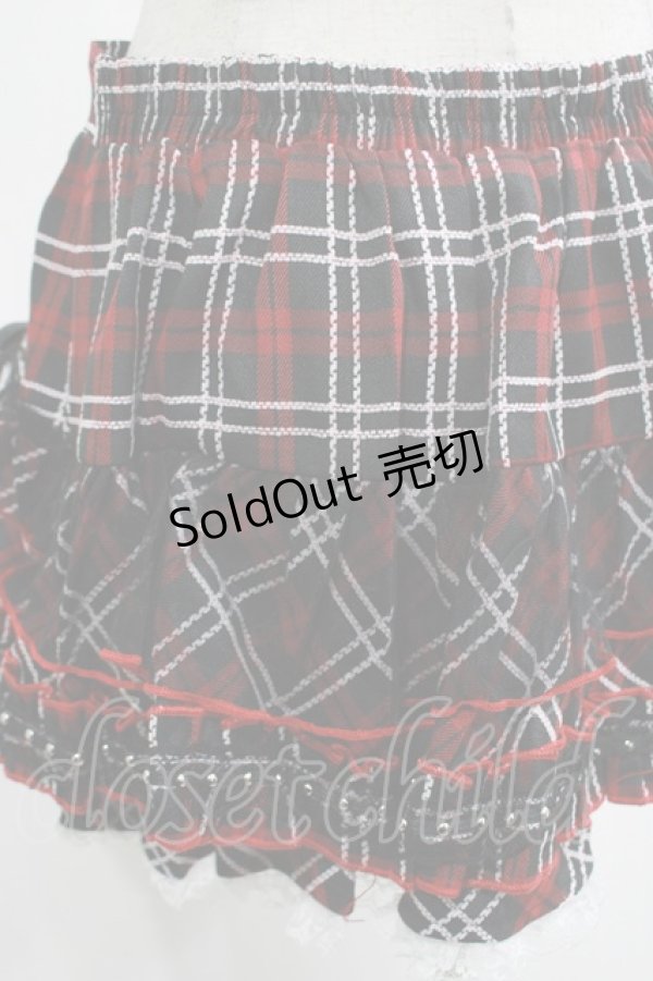 画像3: DARK IN LOVE / red white plaid mesh sweet cool mini skirt XL 赤 H-25-02-19-2026-PU-SK-KB-ZH (3)