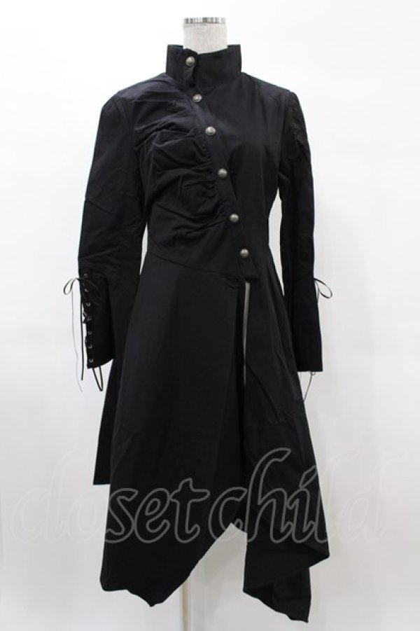 画像1: DARK IN LOVE / Punk long jacket with oblique asymmetrical shape S ブラック H-25-02-21-1056-PU-JA-KB-ZH (1)