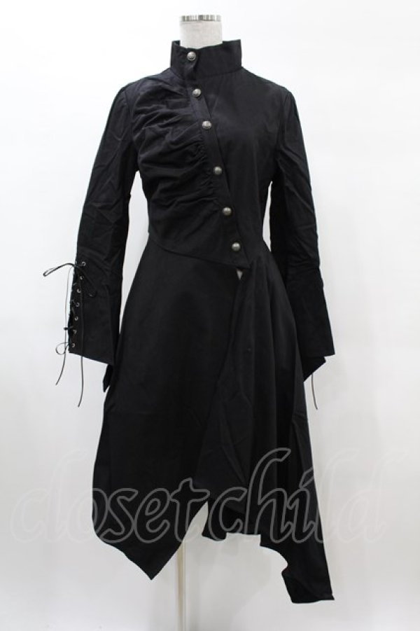 画像1: DARK IN LOVE / Punk long jacket with oblique asymmetrical shape S ブラック H-25-02-21-1058-PU-JA-KB-ZH (1)