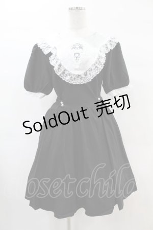 画像: DARK IN LOVE / Alice in Wonderland contrast collar dress L ブラック H-25-02-21-1007-PU-OP-KB-ZH