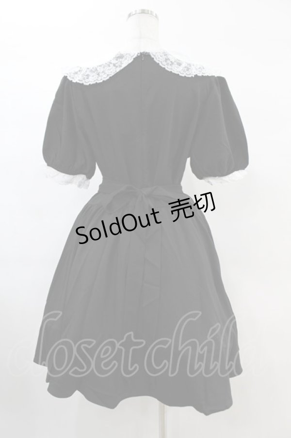 画像2: DARK IN LOVE / Alice in Wonderland contrast collar dress L ブラック H-25-02-21-1007-PU-OP-KB-ZH (2)