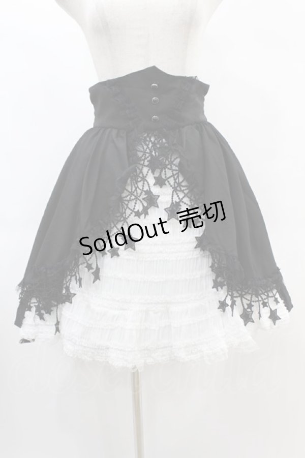 画像1: DARK IN LOVE / Black white lolita frilly star high waist skirt S ブラック H-25-02-21-1003-PU-SK-KB-ZH (1)