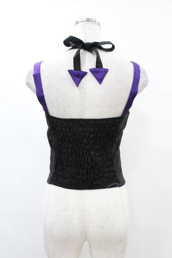 画像2: DARK IN LOVE / Punk rock moon violet lace up arrow halter corset S ブラック H-25-02-21-1035-PU-TO-KB-ZH (2)