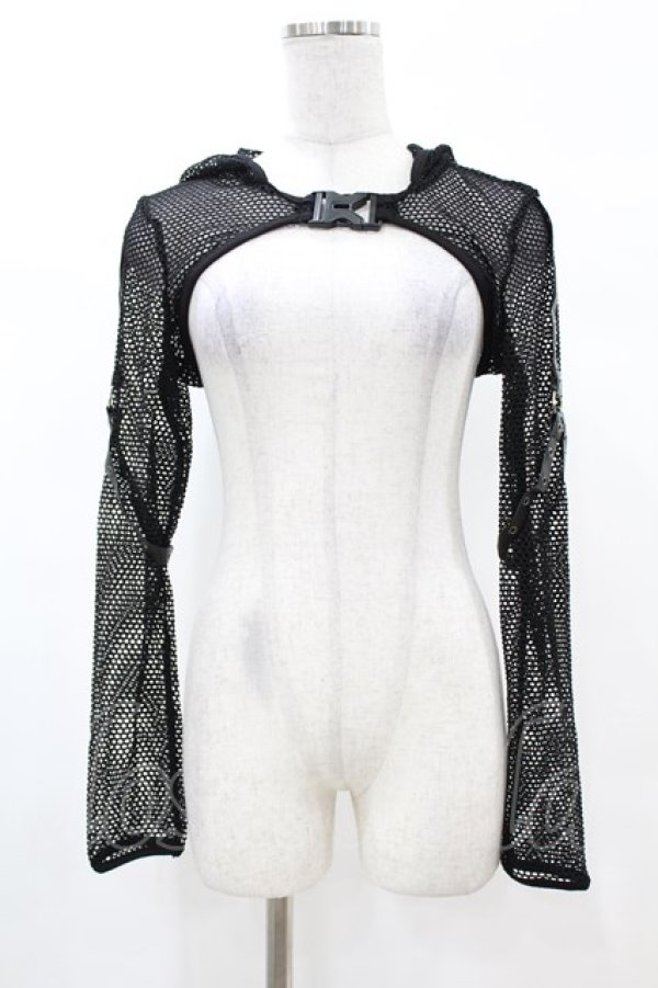 画像1: DARK IN LOVE / Fishnet hooded punk cape M ブラック H-25-02-22-1059-PU-TO-KB-ZH (1)