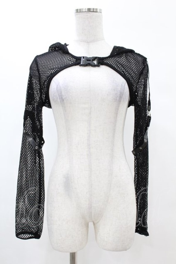 画像1: DARK IN LOVE / Fishnet hooded punk cape M ブラック H-25-02-22-1060-PU-TO-KB-ZH (1)