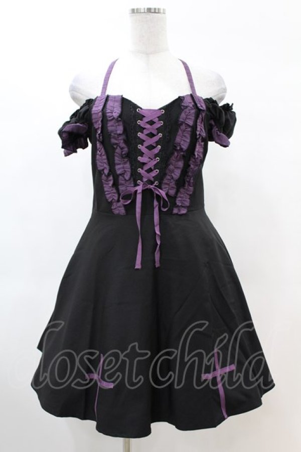 画像1: DARK IN LOVE / Harajuku purple cross sweet cool rebel dress M ブラック H-25-02-22-1024-PU-OP-KB-ZH (1)