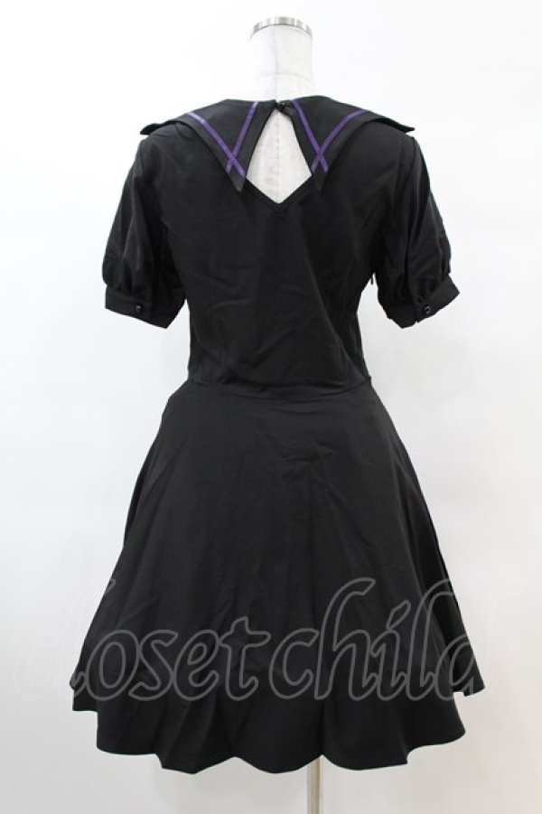 画像2: DARK IN LOVE / Magic girl purple line trims mini dress M ブラック H-25-02-22-1029-PU-OP-KB-ZH (2)