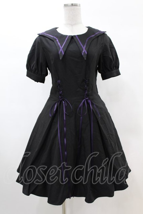 画像1: DARK IN LOVE / Magic girl purple line trims mini dress S ブラック H-25-02-22-1030-PU-OP-KB-ZH (1)