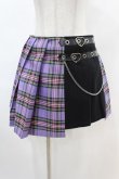 画像1: DARK IN LOVE / Punk purple checked splicing black pleated skirt L パープル×ブラック H-25-02-22-1004-PU-SK-KB-ZH (1)