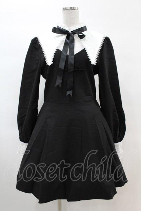 画像1: DARK IN LOVE / Gothic lolita black and white bow neck dress L ブラック H-25-02-22-1036-PU-OP-KB-ZH (1)