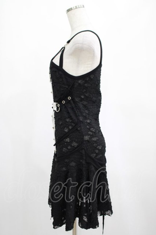 画像2: DARK IN LOVE / Gothic super white cross strap dress M ブラック H-25-02-23-048-PU-OP-KB-ZH (2)