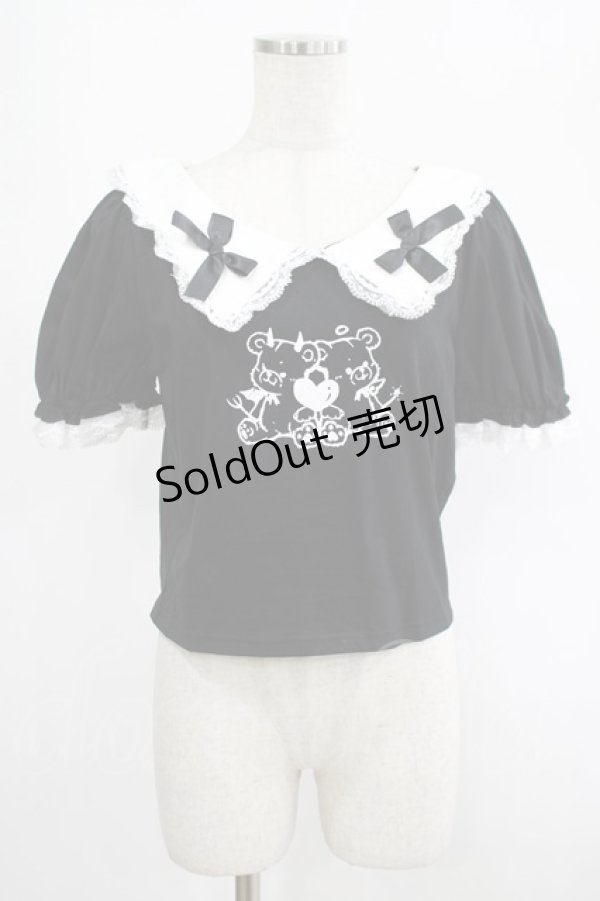 画像1: DARK IN LOVE / Black lolita two little bears doll top XL ブラック H-25-02-23-053-PU-TO-KB-ZH (1)