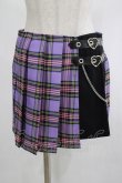 画像1: DARK IN LOVE / Punk purple checked splicing black pleated skirt S パープル×ブラック H-25-02-23-058-PU-SK-KB-ZH (1)