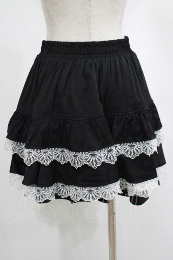 画像3: DARK IN LOVE / Black lolita white bow contrast mini skirt S-M ブラック H-25-02-23-060-PU-SK-KB-ZH (3)