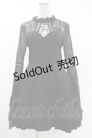 画像: DARK IN LOVE / Elegant gothic lace up lacey knitted XL ブラック H-25-02-24-1023-PU-OP-KB-ZH