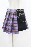 画像1: DARK IN LOVE / Punk purple checked splicing black pleated skirt M パープル×ブラック H-25-02-24-1003-PU-SK-KB-ZH (1)