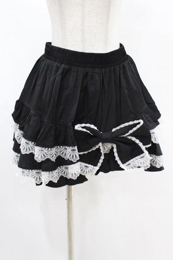 画像1: DARK IN LOVE / Black lolita white bow contrast mini skirt S-M ブラック H-25-02-24-1005-PU-SK-KB-ZH (1)