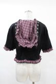 画像2: DARK IN LOVE / Gothic lolita pink plaid cat ear hoody cape XXL ブラック×ピンク H-25-02-24-1048-PU-TO-KB-ZH (2)