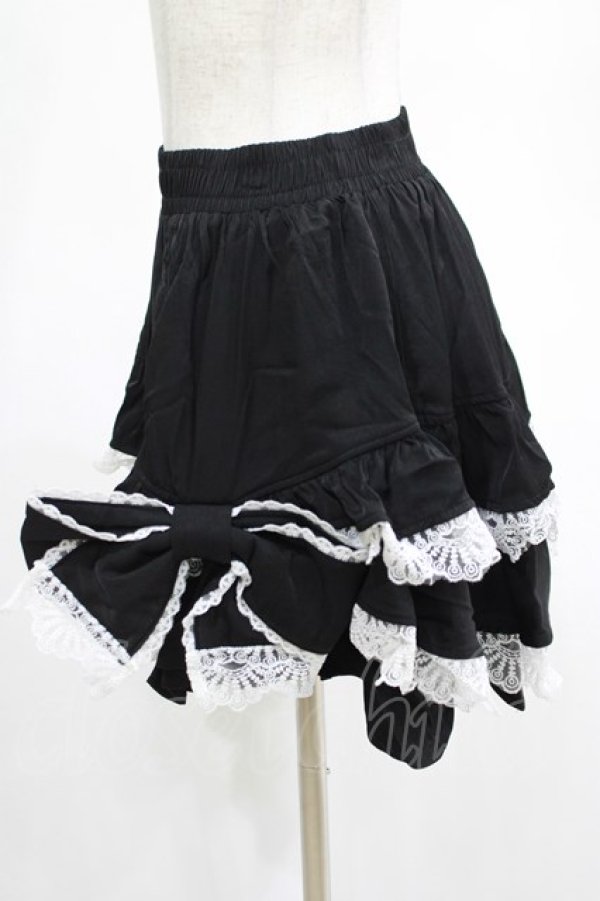 画像2: DARK IN LOVE / Black lolita white bow contrast mini skirt S-M ブラック H-25-02-25-048-PU-SK-KB-ZH (2)