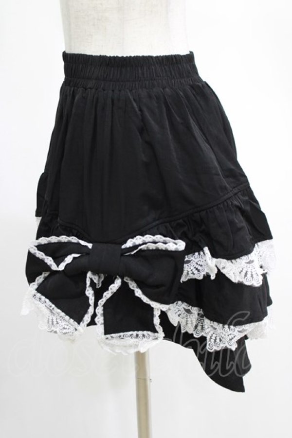 画像2: DARK IN LOVE / Black lolita white bow contrast mini skirt S-M ブラック H-25-02-25-049-PU-SK-KB-ZH (2)