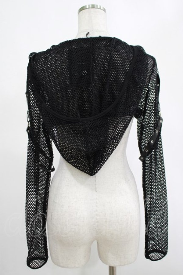 画像3: DARK IN LOVE / Fishnet hooded punk cape XL ブラック H-25-02-25-050-PU-TO-KB-ZH (3)