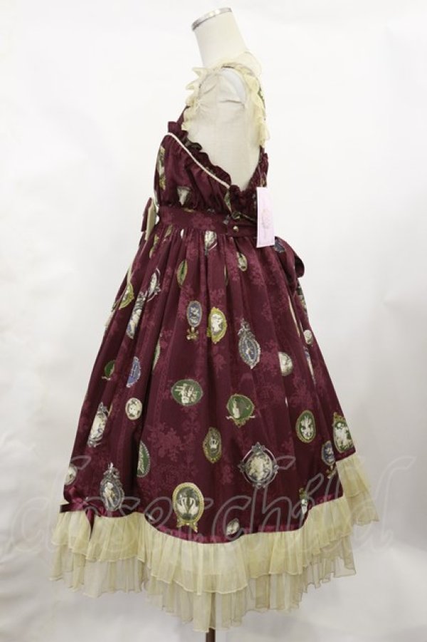 画像2: metamorphose / Vintage cameoハイウエストジャンパースカート サイズ1（通常サイズ） シャルマンルージュ(Bordeaux) H-25-02-25-1002-ME-OP-NS-ZH (2)