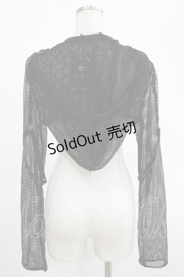 画像3: DARK IN LOVE / Fishnet hooded punk cape XXL ブラック H-25-02-25-052-PU-TO-KB-ZH (3)