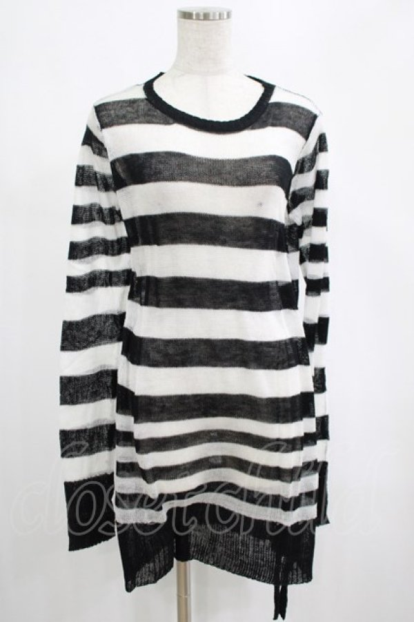 画像1: PUNK RAVE / Insanity striped sweater Free ホワイト H-25-02-26-057-PU-TO-KB-ZH (1)