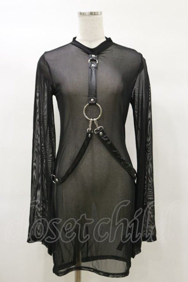 画像1: KILL STAR / Sheer Bondage Long Sleeve Dress S 黒 H-25-03-05-1078-SL-OP-KB-OS (1)