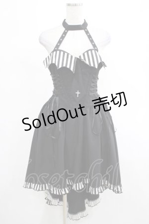 画像: DARK IN LOVE / Black cross necktie striped prom high low dress M ブラック H-25-03-07-1010-PU-OP-KB-ZH