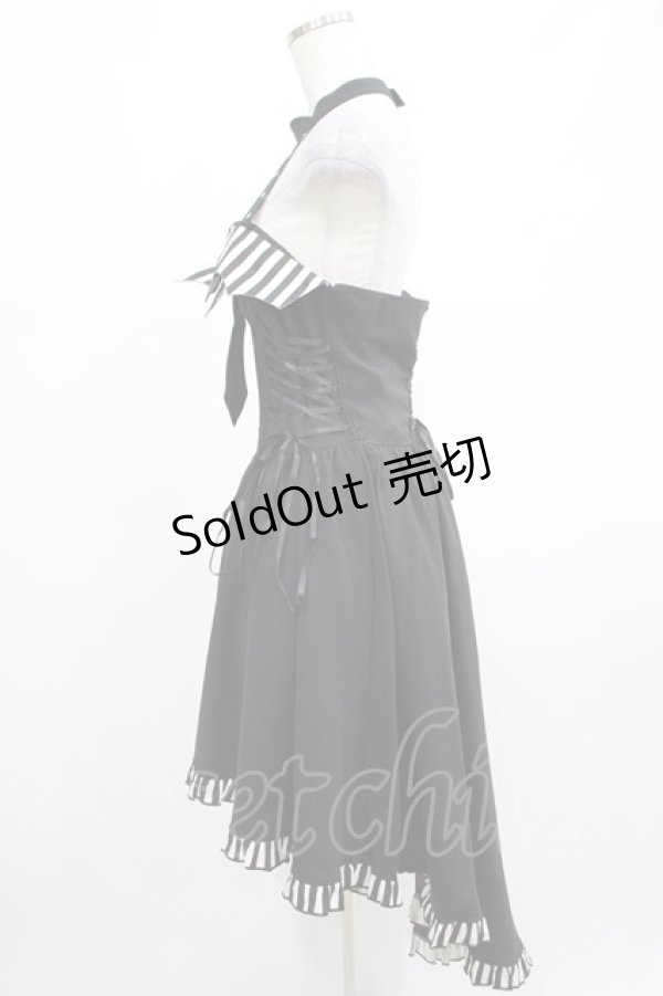 画像2: DARK IN LOVE / Black cross necktie striped prom high low dress M ブラック H-25-03-07-1010-PU-OP-KB-ZH (2)