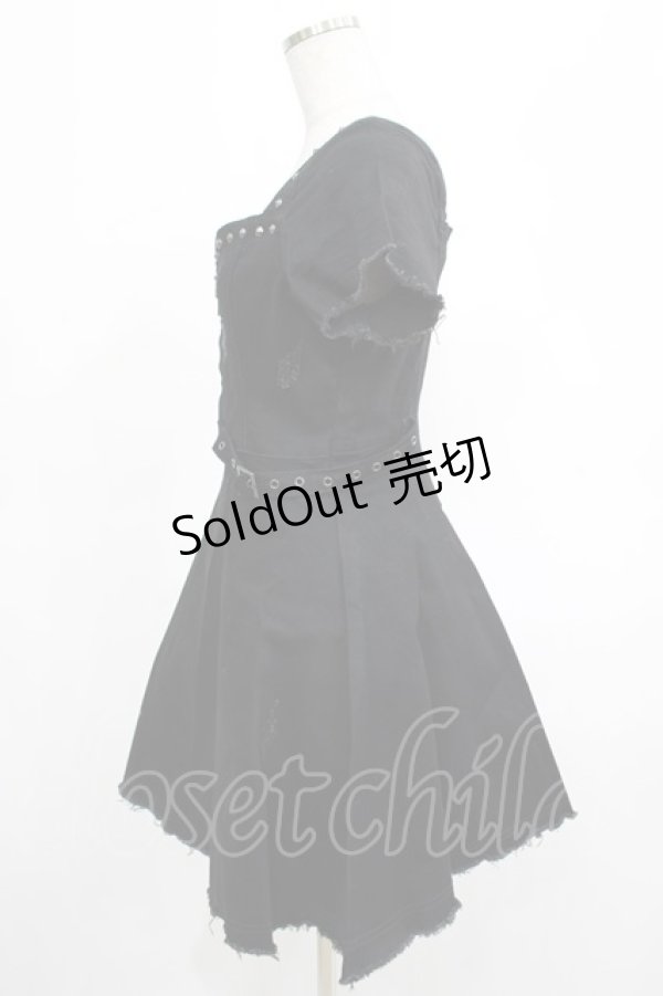 画像2: KILL STAR / Time Out Zip Denim Dress S 黒 H-25-03-07-1018-SL-OP-KB-ZH (2)