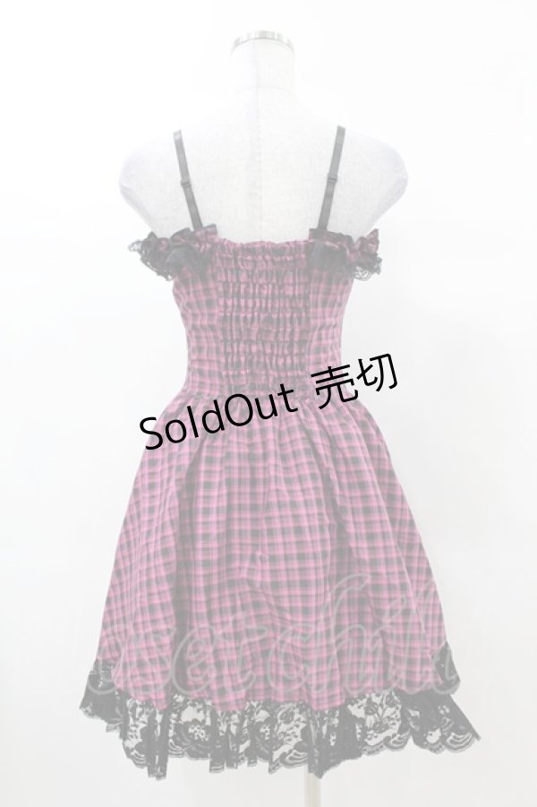 画像2: DARK IN LOVE / Rebel pink check sweet cool dress XS ピンク×ブラック H-25-03-08-027-PU-OP-KB-ZH (2)