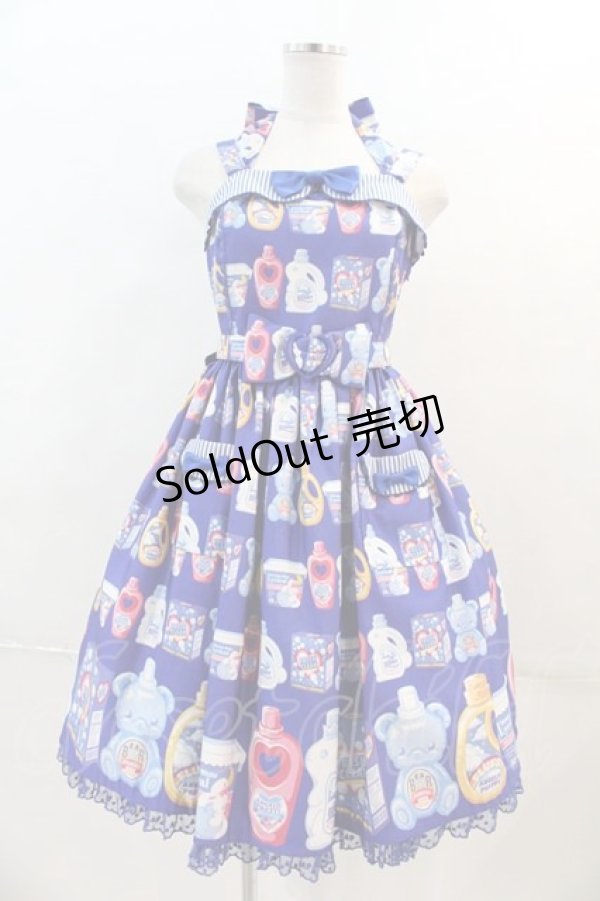 Angelic Pretty / Sunny Smile LaundryジャンパースカートSet 青  I-24-04-11-026-AP-OP-HD-ZI - closet child オンラインショップ