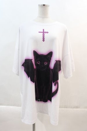 画像: TRAVAS TOKYO / Black cat BIG Tee  白 I-24-05-19-016-PU-TO-HD-ZI