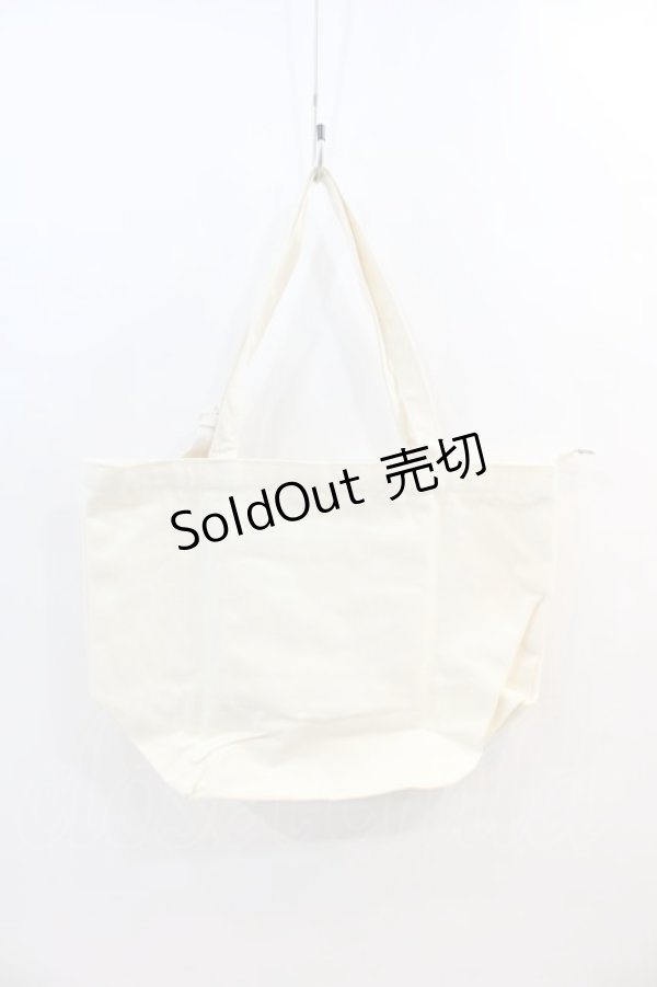 画像2: NieR Clothing / ジッパー付きCANVAS TOTE BAG【ALL CHARACTER 】  アイボリーＸ黒 I-24-07-17-081-PU-BG-HD-ZI (2)