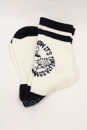 画像: Candy Stripper / CANDY LOGO RIB SOCKS  白Ｘ黒 I-24-09-12-117-PU-ZA-HD-ZI