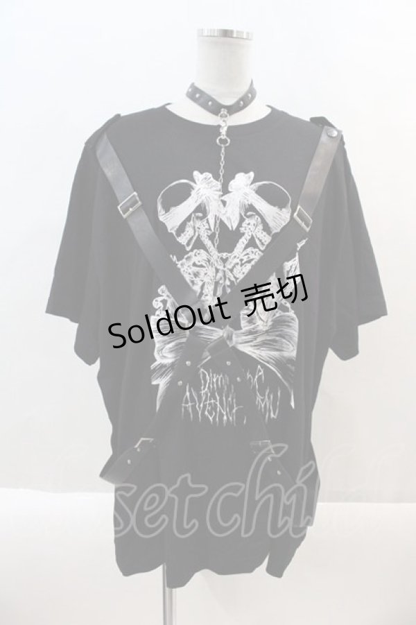 画像1: AVENCHUMU / 【AVENCHUMU×DimMoire】twin skull print harness T-shirt  黒Ｘ白 I-24-09-12-023-LO-TO-HD-ZI (1)