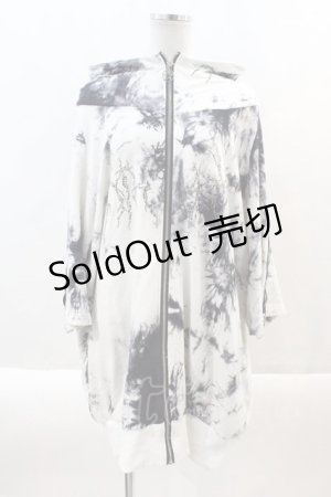 画像: REFLEM / ラインストーンタイダイZIP HOODIE  白Ｘ黒 I-24-09-12-036-PU-TO-HD-ZI