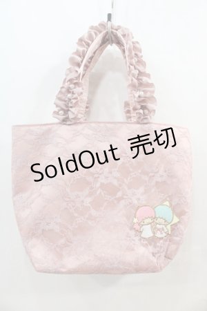 画像: Maison de FLEUR / BAG Little Twin Starsフリルトートバッグ  ピンク I-24-10-07-099-LO-BG-HD-ZI