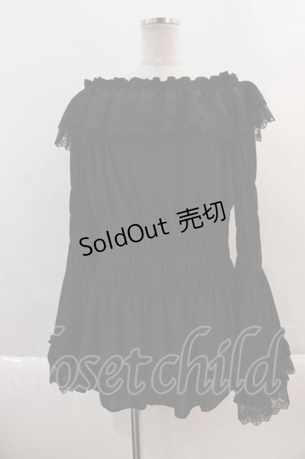 画像1: ATELIER PIERROT / Shirring princess sleeve blouse 2 黒 I-24-11-06-011-EL-BL-HD-ZI (1)