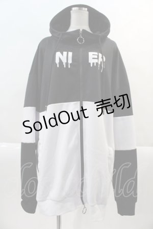 画像: NieR Clothing / ツートーンジップパーカー  ブラック×ホワイト I-24-11-14-021-PU-TO-HD-ZI