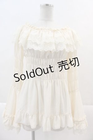 画像: ATELIER PIERROT / Shirring princess sleeve blouse  アイボリー I-24-11-14-004-EL-BL-HD-ZI