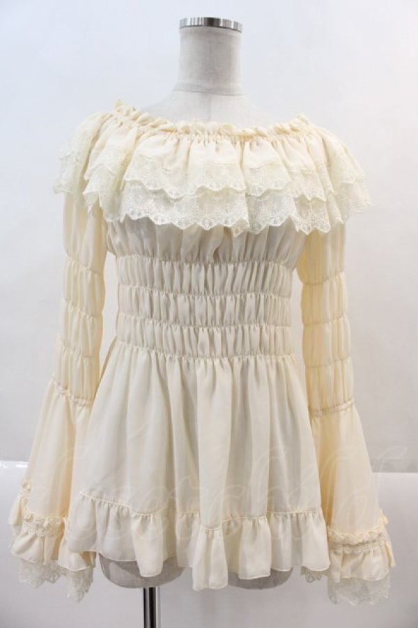 画像1: ATELIER PIERROT / Shirring princess sleeve blouse  アイボリー I-24-11-14-004-EL-BL-HD-ZI (1)