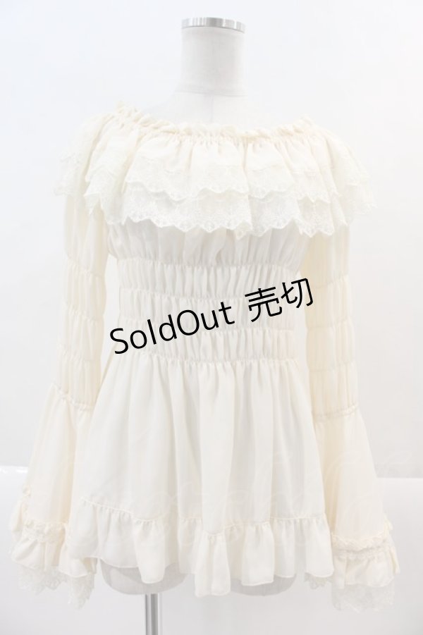 画像1: ATELIER PIERROT / Shirring princess sleeve blouse  アイボリー I-24-11-14-004-EL-BL-HD-ZI (1)