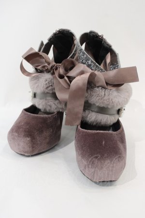 画像: Swankiss / EV velours fur shoes 約24CM(内側採寸) ピンク I-24-11-19-063-CA-SH-HD-ZI