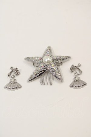 画像: Secret Honey / Starfish Hair comb & Shell Earrings SET(Little Mermaid ver.)  シルバー I-24-11-19-045-CA-AC-HD-ZI