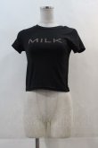 画像1: jouetie / MILK ラインストーンロゴTシャツ  黒Ｘピンク I-24-11-22-003-EL-TO-HD-ZI (1)