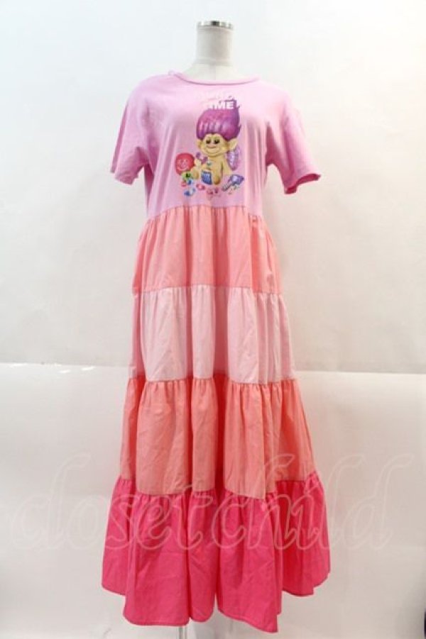 画像1: LAND by MILKBOY / TROLLS MUNCH TIME LONG TEE DRESS  ピンク I-24-11-22-027-MB-OP-HD-ZI (1)