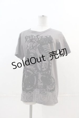 画像: ALGONQUINS / 歯車ドクロpt半袖Tシャツ  グレー I-24-12-13-041-AL-TS-HD-ZI